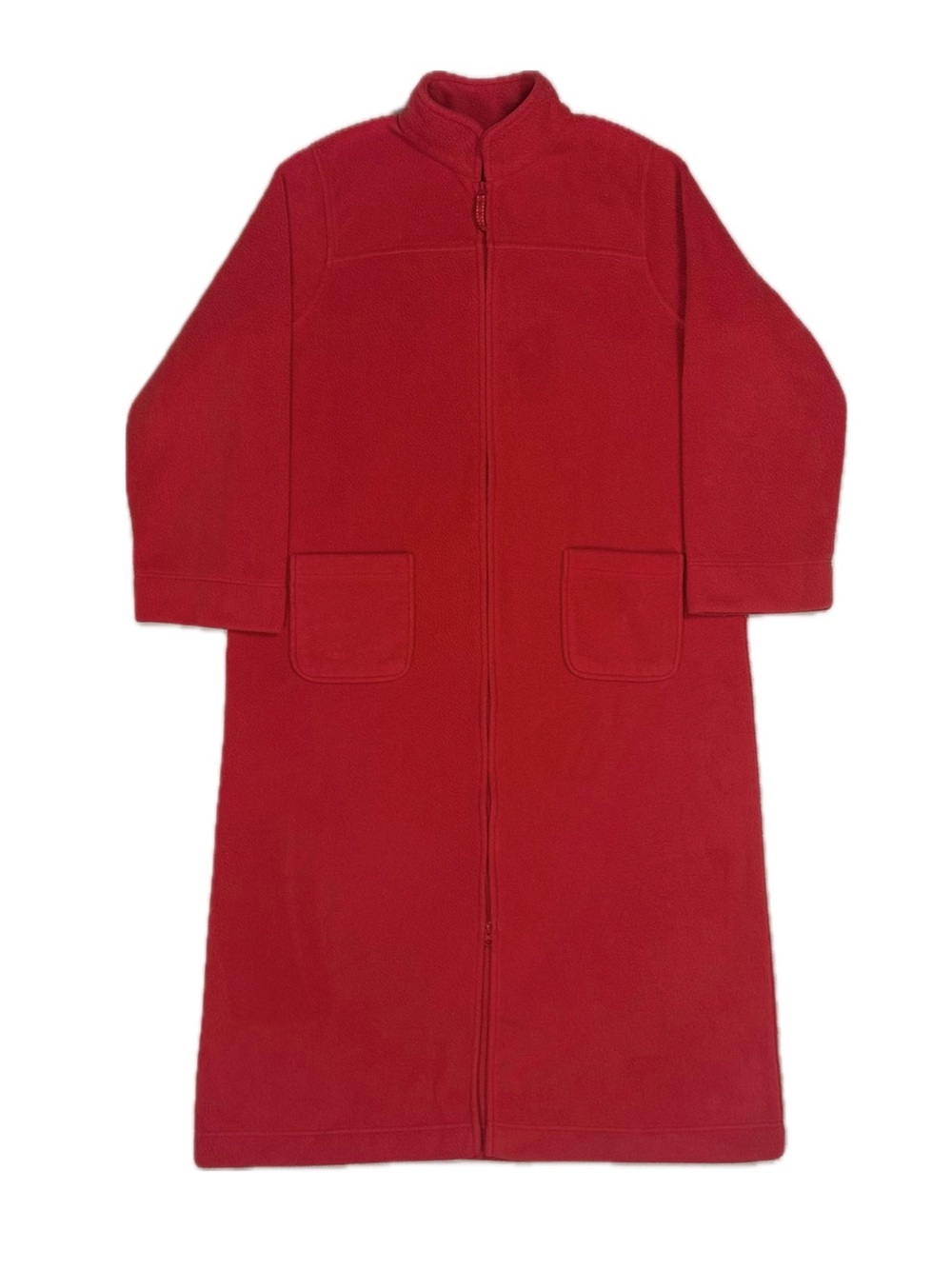 LL Bean red full zip winter fleece robe housecoat women's large petite